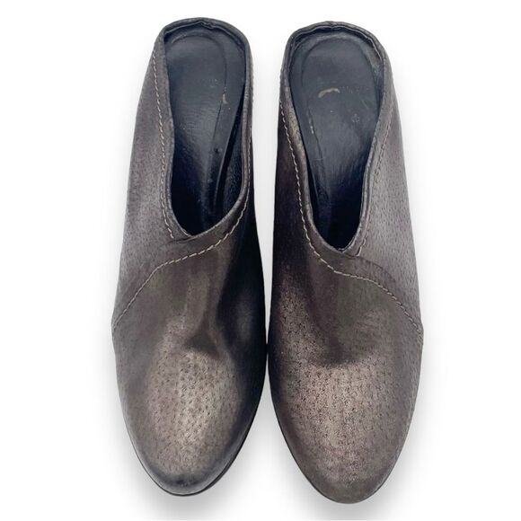 Donald J. Pliner Josey Wedge Clog Mules Brown Bronze Leather Slip On Size 7.5 - Picture 3 of 15